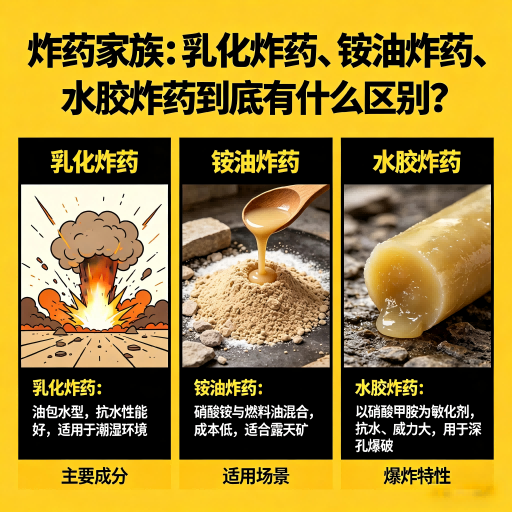 桂阳炸药家族：乳化炸药、铵油炸药、水胶炸药到底有什么区别？